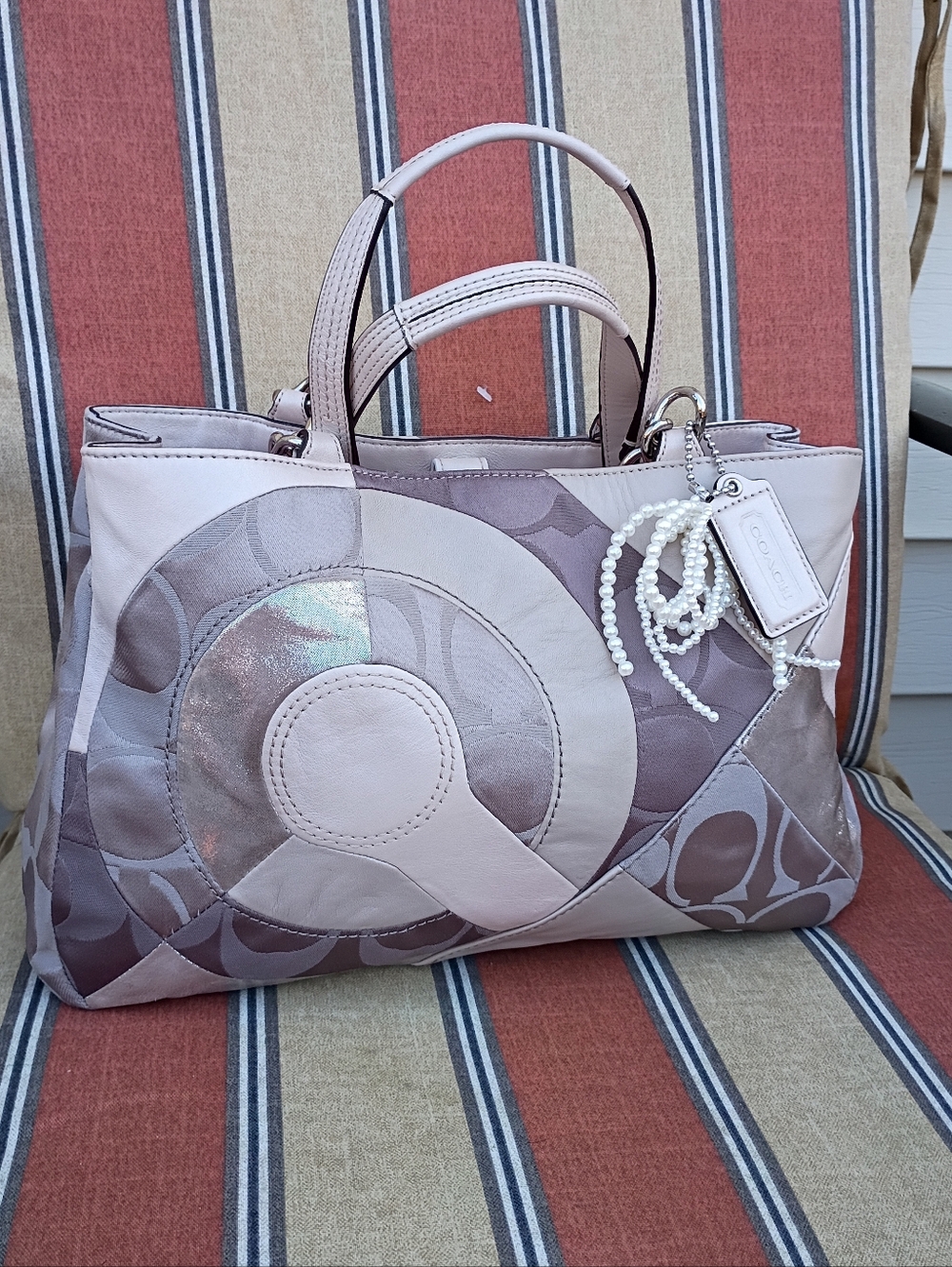 NWT Coach ParchWork Inlaid Shimmer Blush Gray